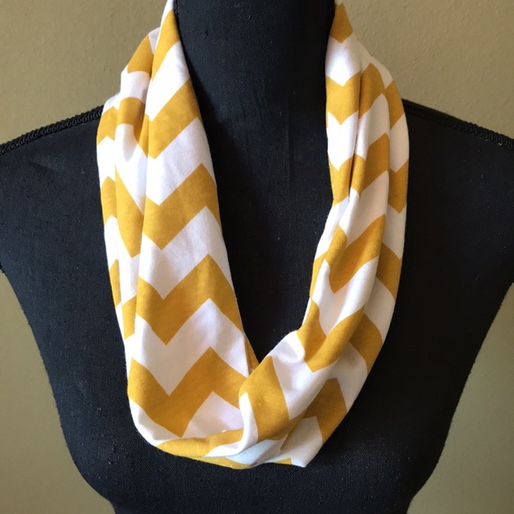 Gold and white Chevron infinity scarf. Saints, New Orleans, Mardi Gras, LSU, - Picture 2 of 7